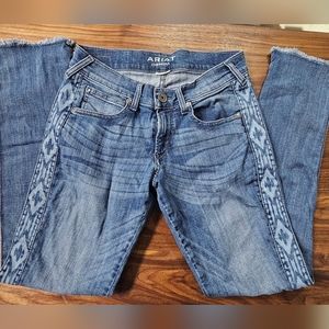Ariat 26R Jeans Womens Boyfriend Blue Southwest Print Elastic Waist Western